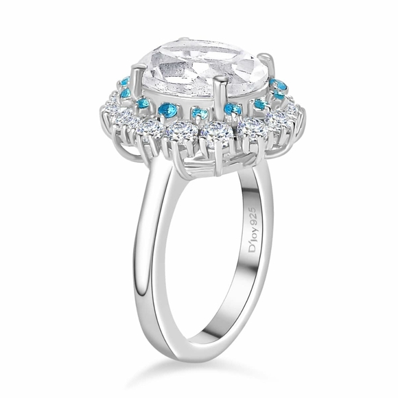 NWT Brazilian Petalite and Multi Gemstone Sea Ring in Rhodium Over Sterling … - Picture 2 of 4